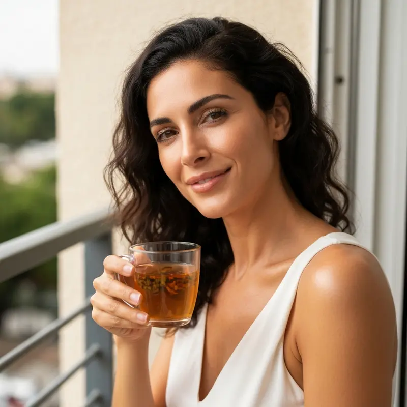 אישה ישראלית מורחת סרום ויטמין C על פניה