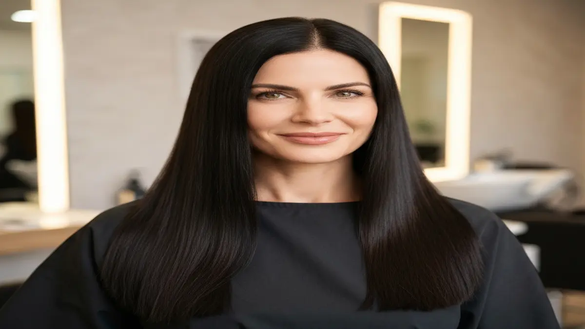 אישה ישראלית עם שיער חלק ומטופח לאחר טיפול קרטין