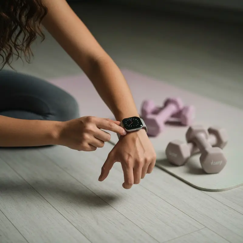 אישה מודדת זמן לאימון כושר קצר