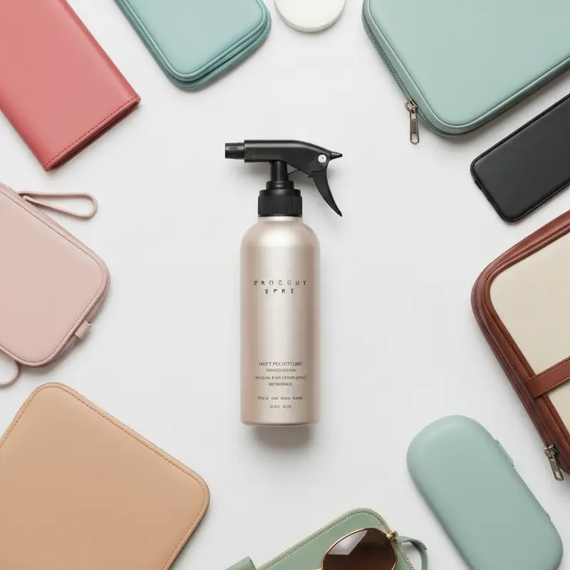 בקבוק הגנה מחום לשיער על שידה אסתטית