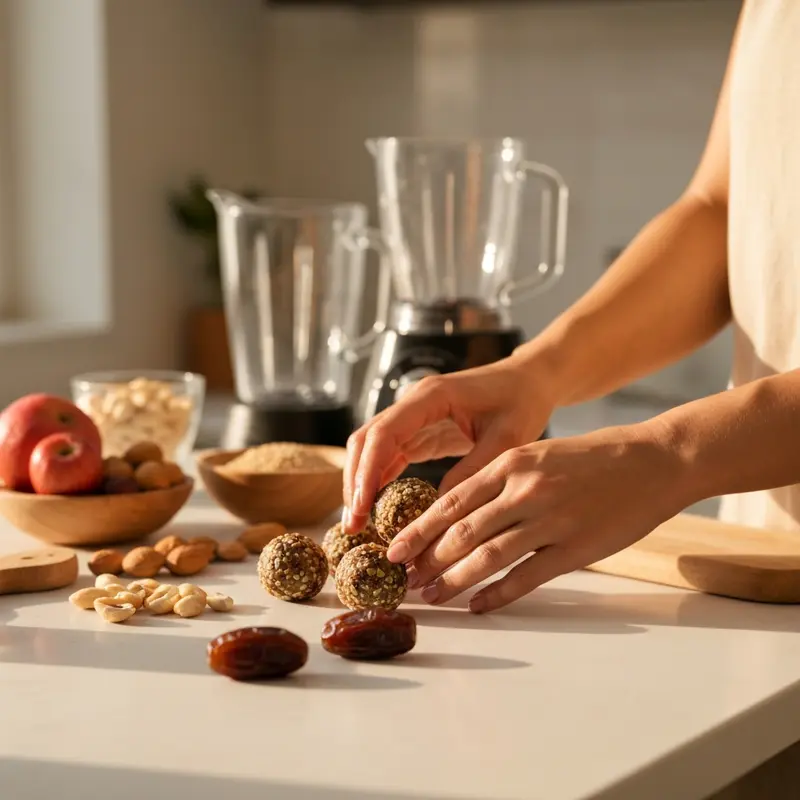 ידיים ישראליות מכינות כדורי אנרגיה בריאים