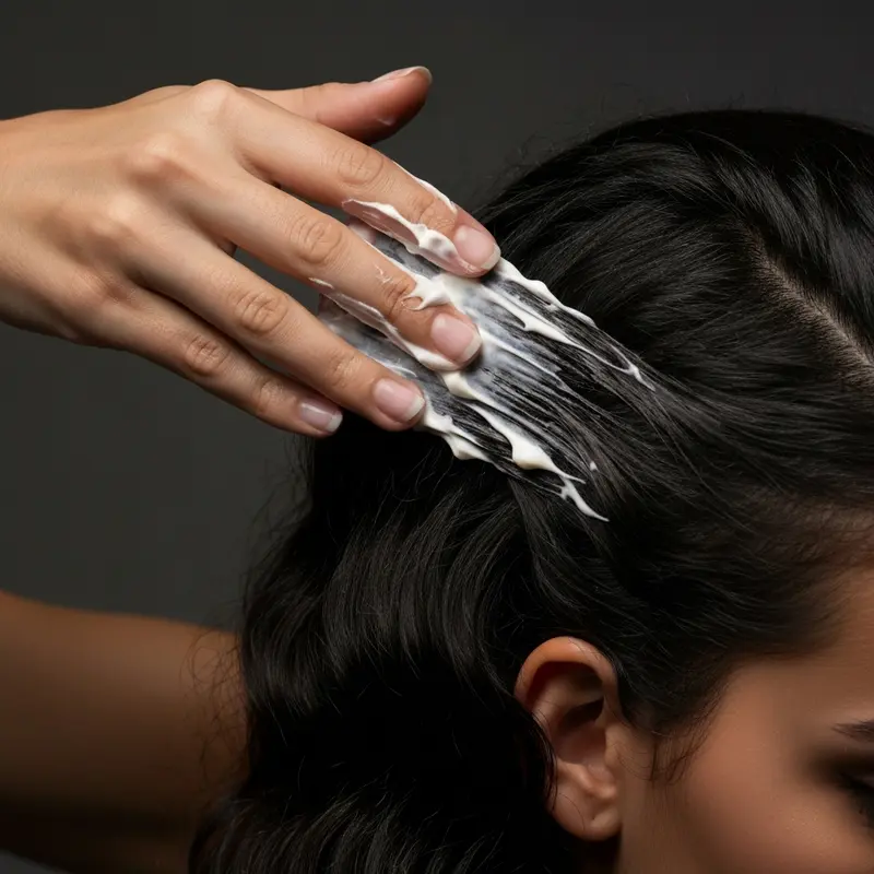 ידיים מורחות מסיכה לשיער צבוע