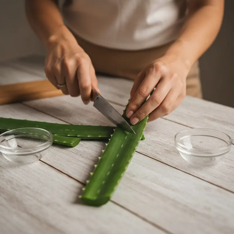 ידיים קוטפות עלה אלוורה טרי לטיפוח