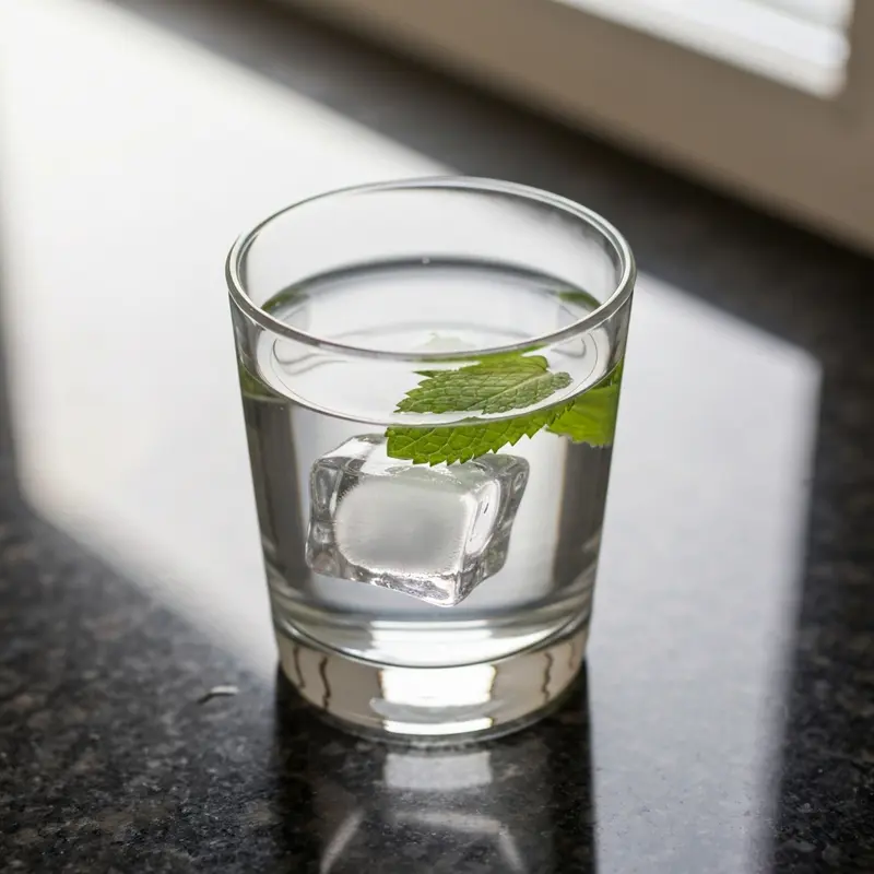 כוס מים מעוצבת עם לימון בבוקר