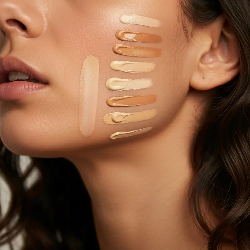 מגוון גווני מייקאפ נבדקים על קו הלסת