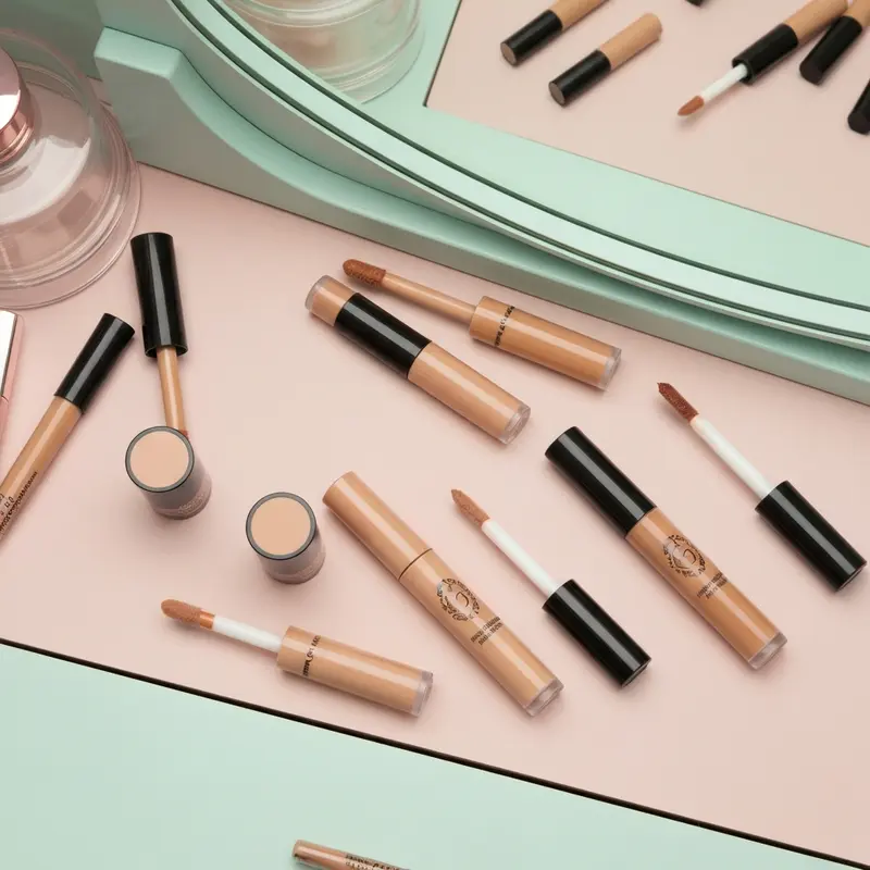 מגוון קונסילרים מומלצים לכהויות על שידת איפור