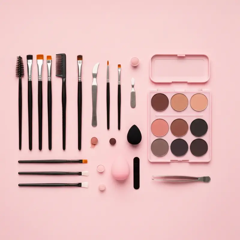 מוצרי איפור קבוע בגבות על שולחן