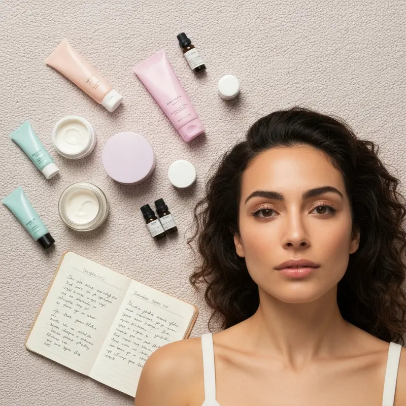 מוצרי טיפוח ויומן עם מדבקות הרגעה