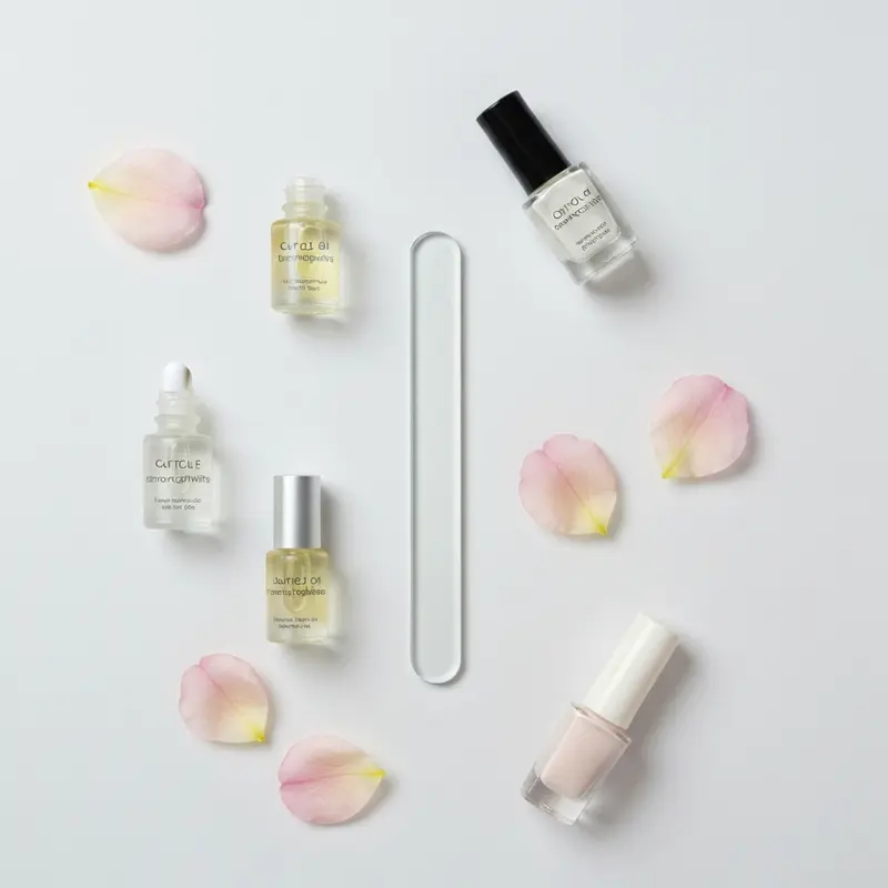 מוצרי טיפוח לציפורניים חלשות על שולחן