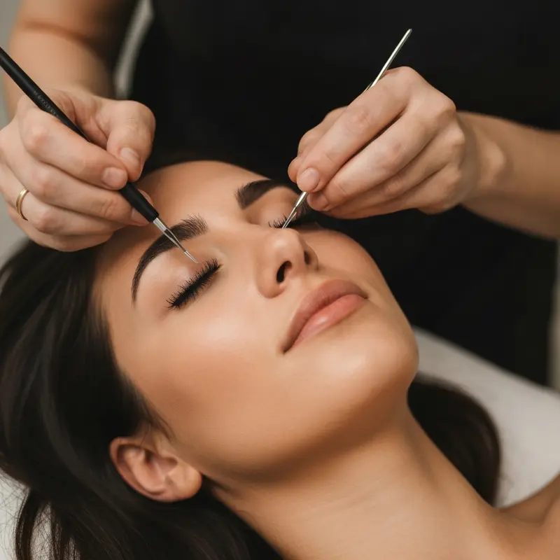 מטפלת מבצעת הרמת ריסים על לקוחה ישראלית