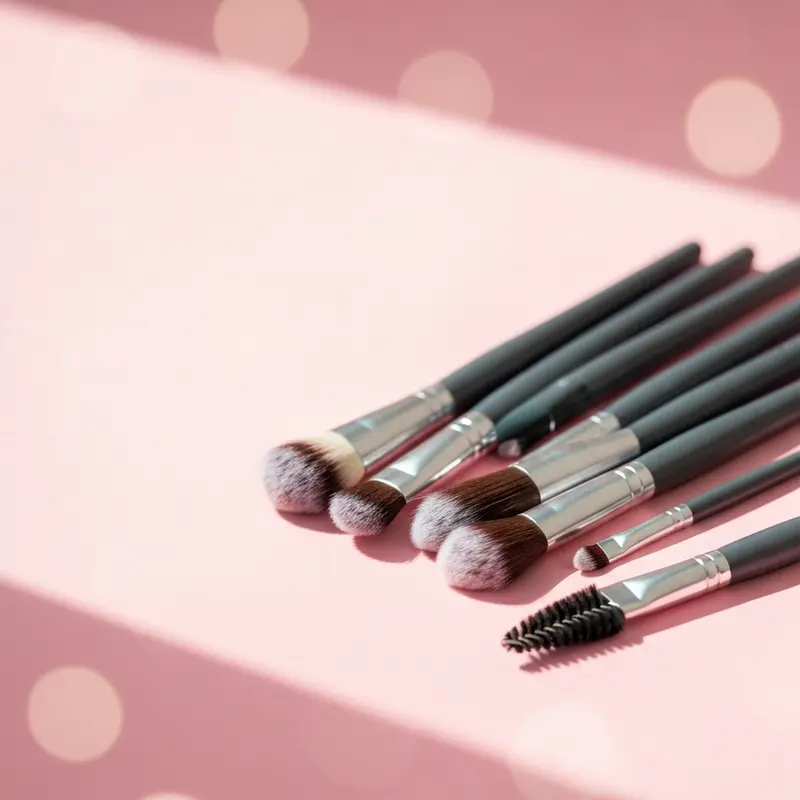 סט מברשות איפור מומלצות מונח על שולחן