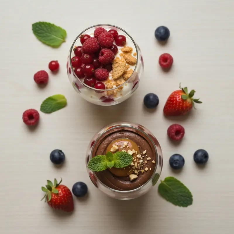 קינוחי כוסות יפהפיים עם פירות טריים