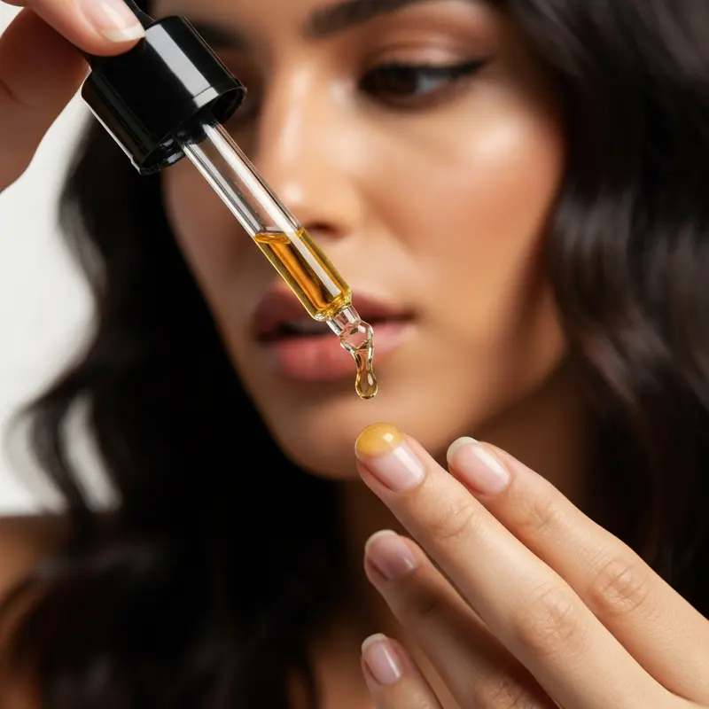 קלוז-אפ על סרום וחומרי טיפוח