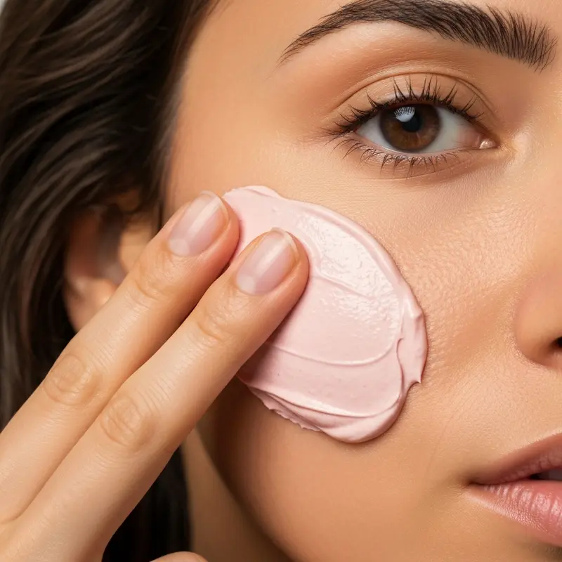 קלוז אפ של מרקם מסכת חימר ורודה.