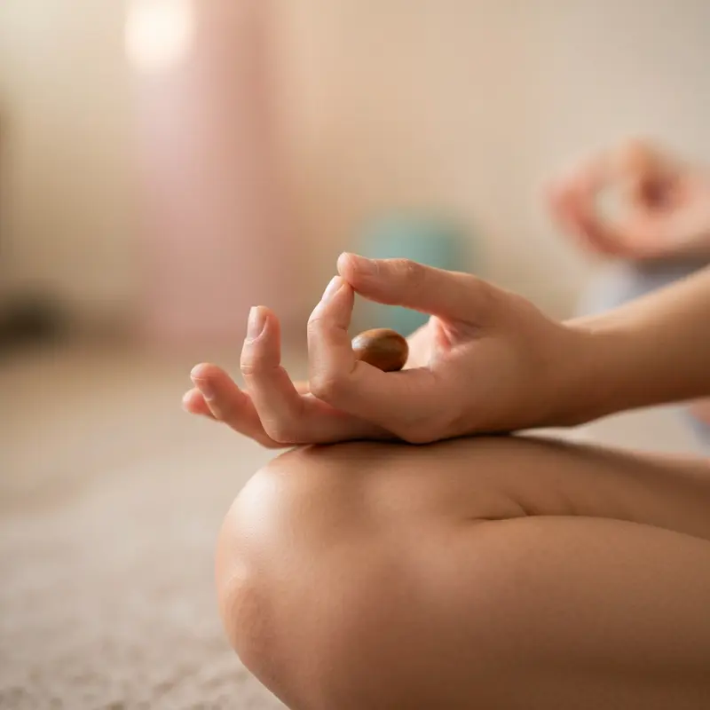 קלוז אפ של נשימה מודעת בפינת מדיטציה