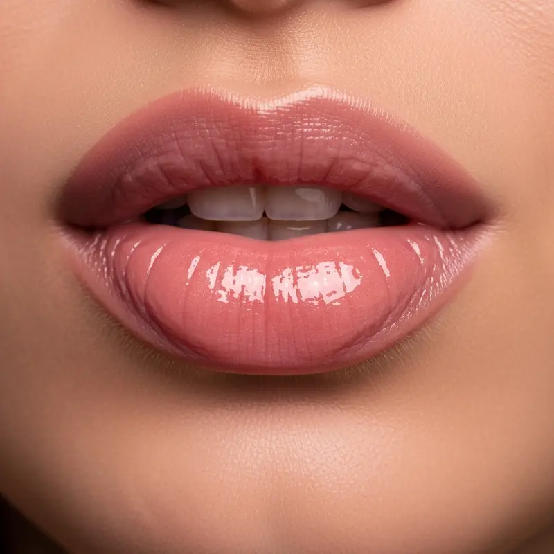 קרוב על שפתיים מלאות וחושניות