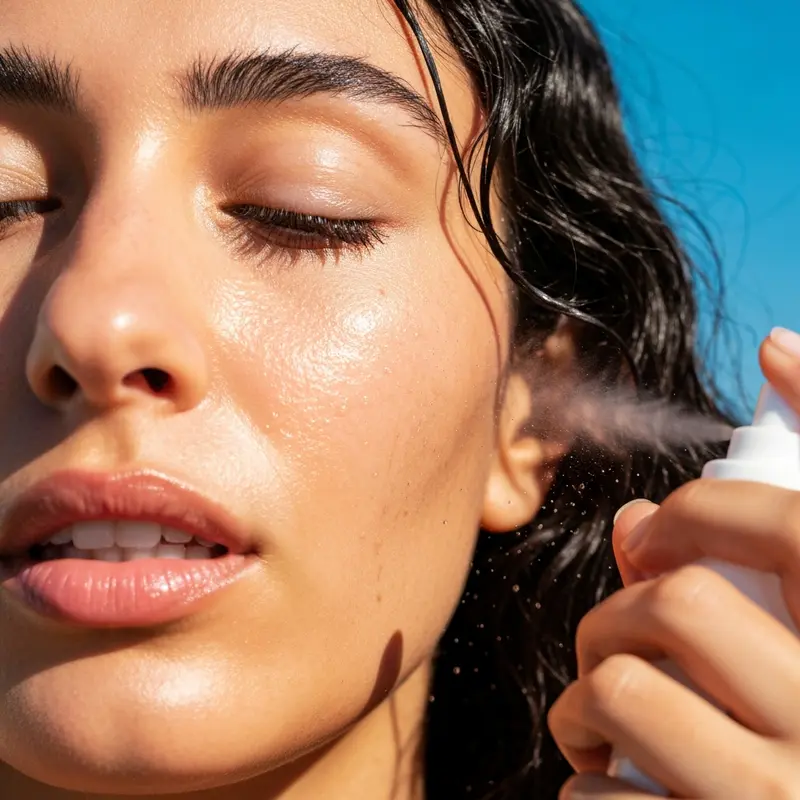 ריסוס מיסט מרענן לעור במהלך <strong>התאמת טיפוח לעונה</strong> קיצית