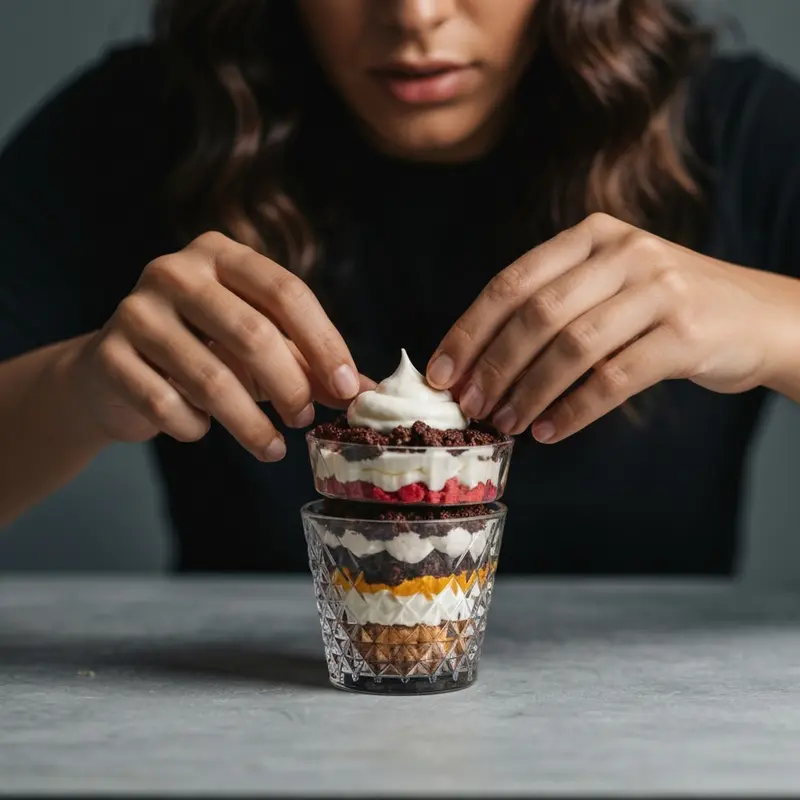 שכבות יפות של קינוח כוסות אסתטי.
