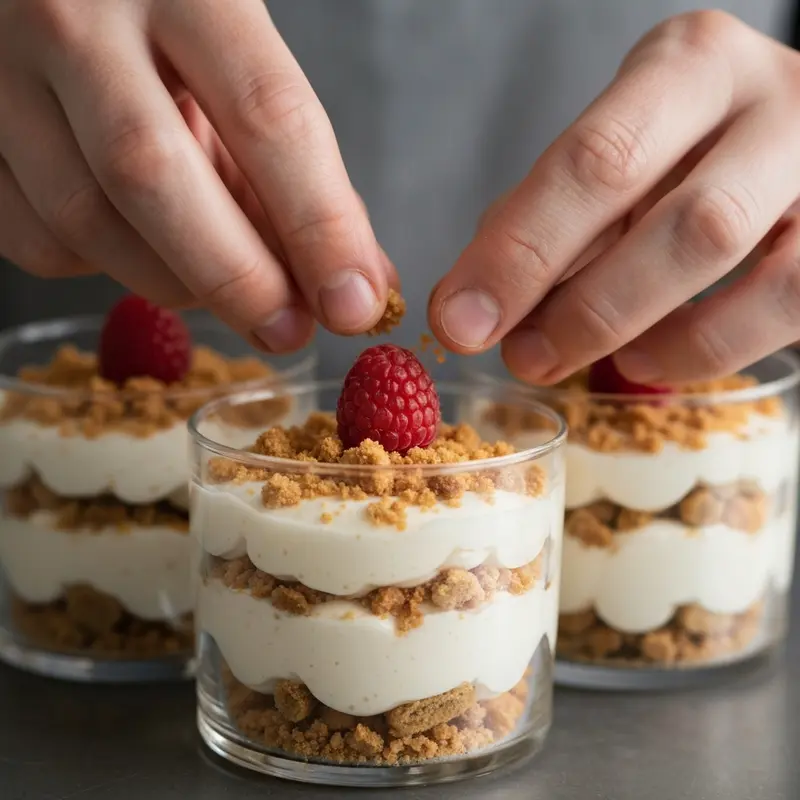 שכבות מוס ופירורים בכוסות קינוח