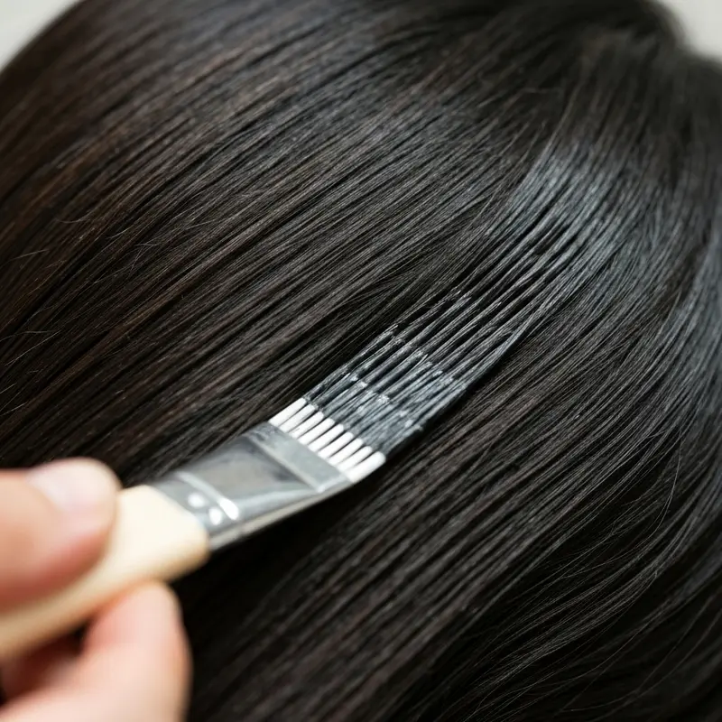 תקריב על גלים בשיער עם מחליק