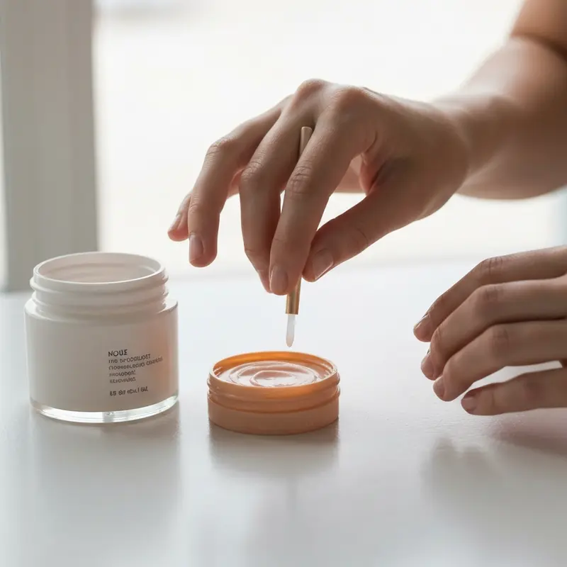 אישה בוחנת שערה בכוס מים, כחלק ממבחן ספיגה ביתי לזיהוי סוג נקבוביות השיער.