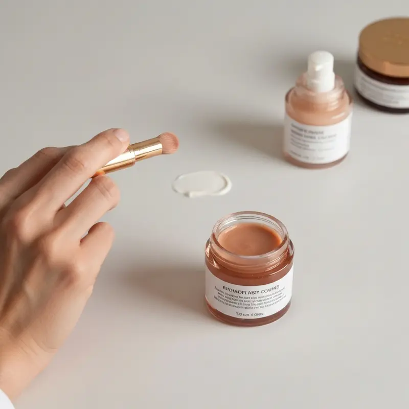 אישה מורחת בעדינות קרם לילה על פניה כחלק משגרת טיפוח הערב.