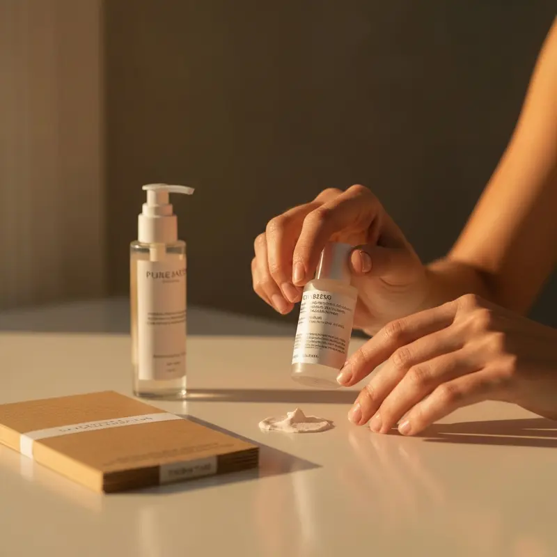 אישה מורחת סרום לעור הפנים בשגרת ערב