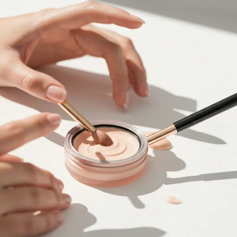 אישה מטפלת בשיערה באמצעות קרם עיצוב, מראה משימתי ועדין לשיער רך וזוהר