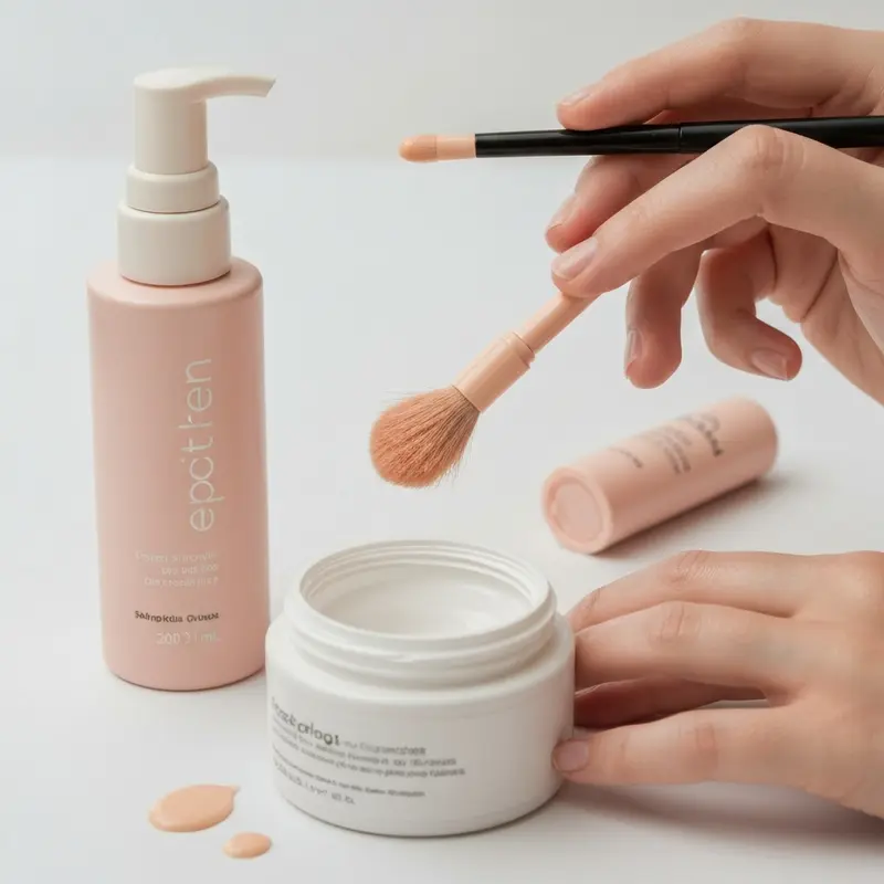 אישה משתמשת בפאף איפור קטיפתי להנחת פודרה על לחי עדינה, מטשטשת נקבוביות ומעניקה גימור מאט.