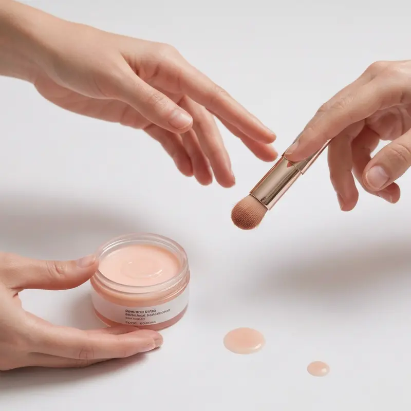 אישה נהנית משגרת טיפוח עם מוצר ארוז יוקרתי