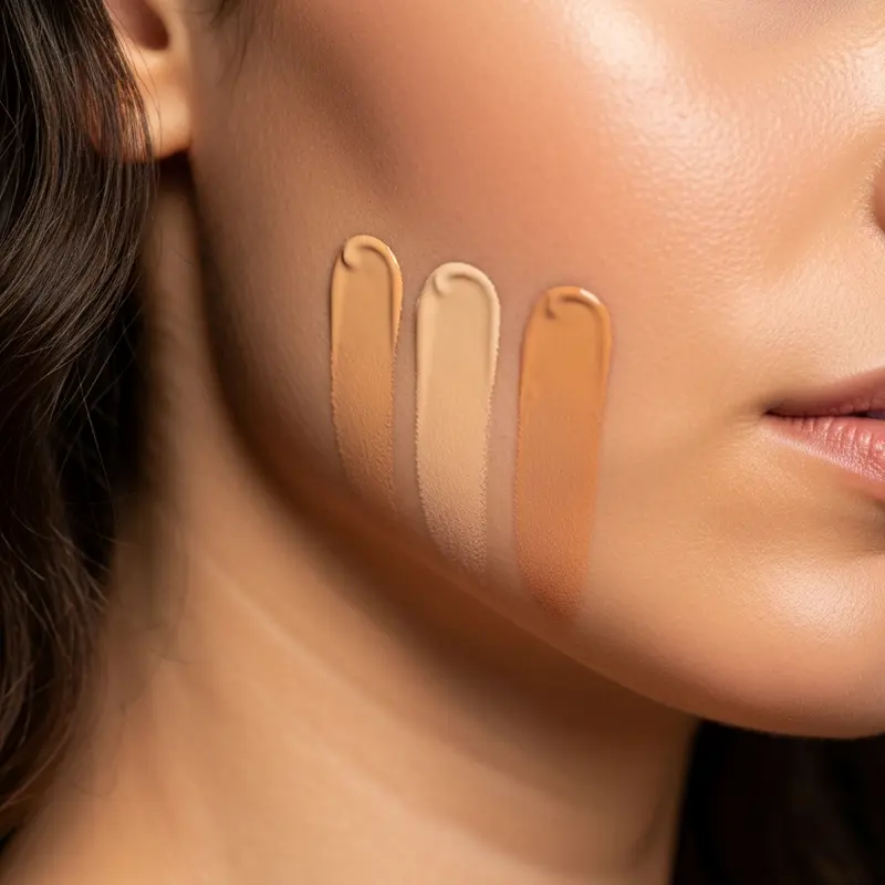 בדיקת גוון מייקאפ על קו הלסת באור טבעי