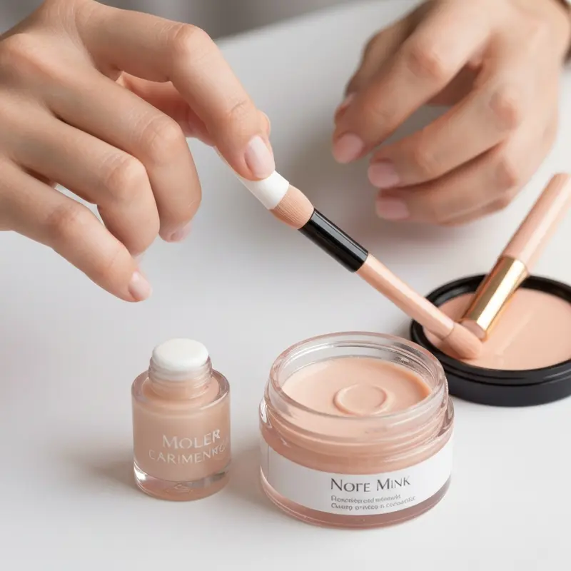 בקבוקוני סרום וצנצנת קרם לחות מסודרים בסדר נכון למריחה, על רקע נקי