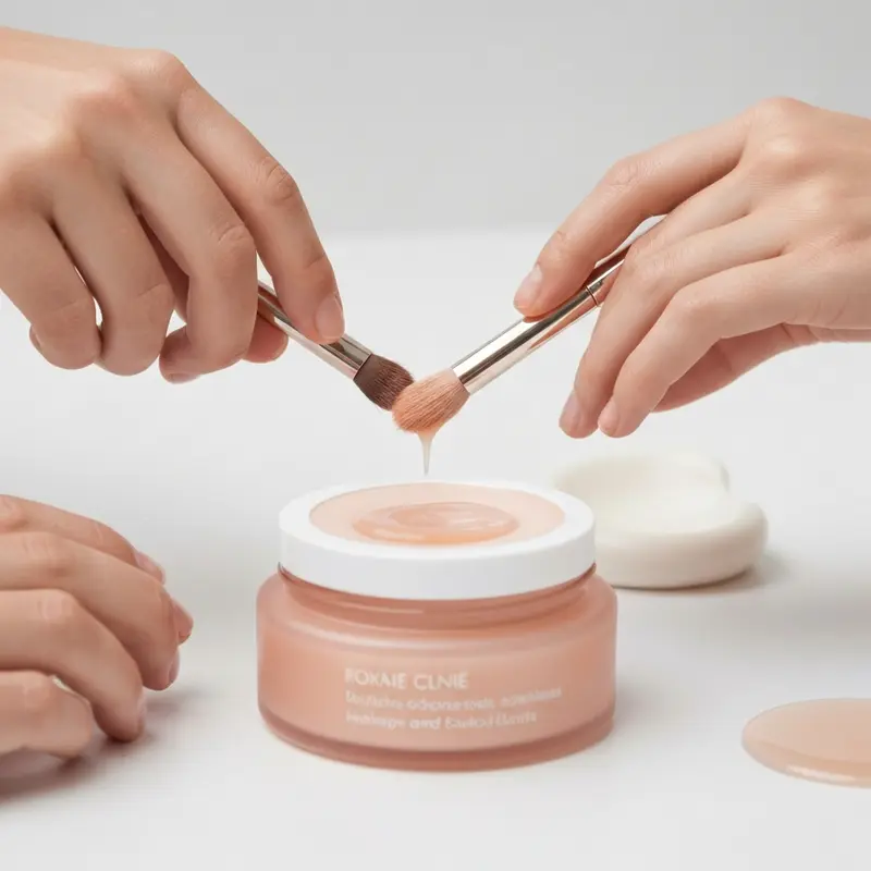 ידיים עדינות מורחות קרם לחות על עור פנים מטופח, עם התמקדות באזורים נוטים לקמטוטים.