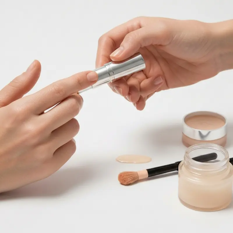 ידיים עדינות מורחות שמן קיק על ריסים נקיים בעזרת מברשת מסקרה