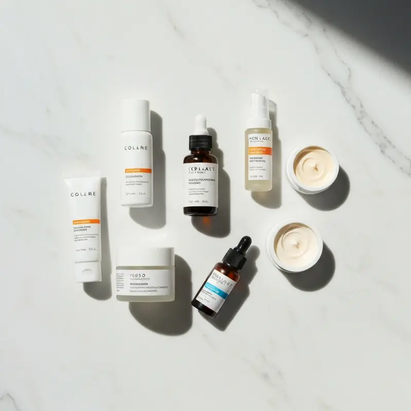 מוצרי טיפוח מונחים על שיש, מתמקדים במלזמה