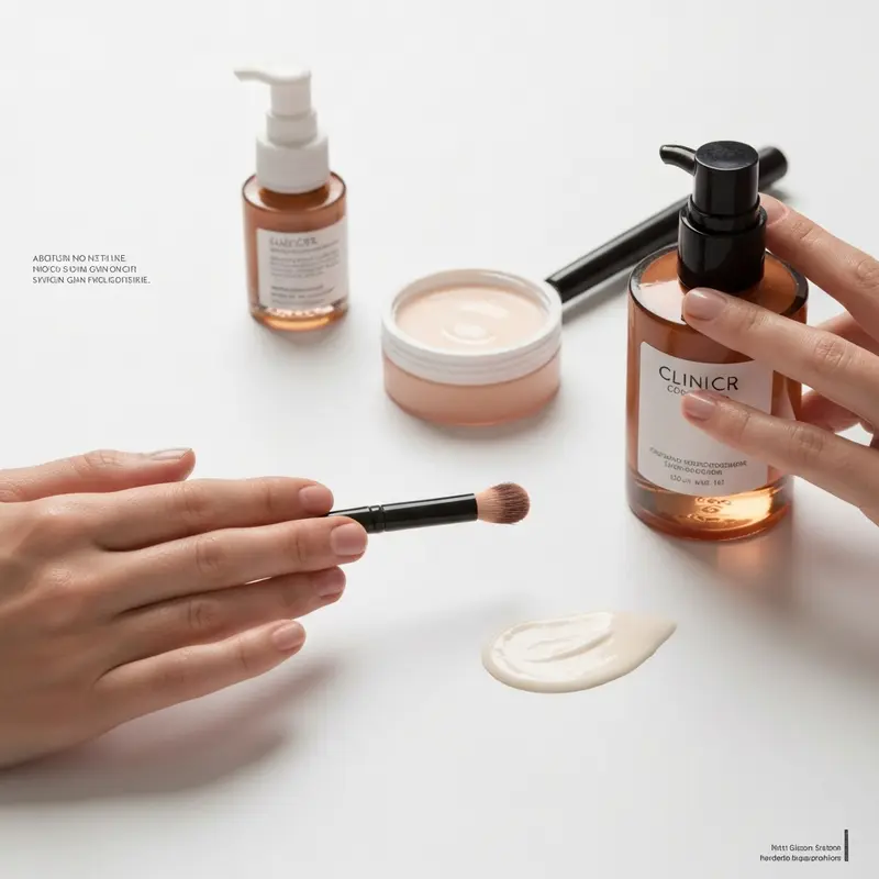 מוצרי טיפוח מינימליסטיים על משטח נקי, מסמלים שגרת ביוטי פשוטה יותר.