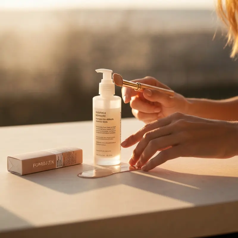 מרקם עדין של סרום טיפוח על קצות אצבעות, המיועד לעור עם נקבוביות מורחבות