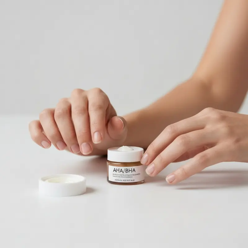 מרקם קרם טיפוח המכיל חומצות AHA/BHA