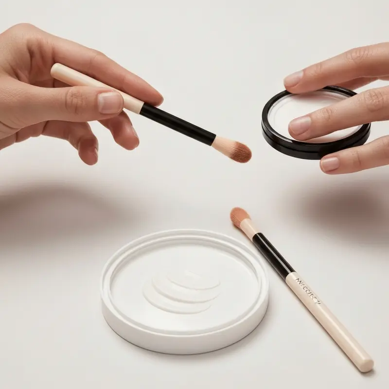 סט מוצרי איפור עמיד לזיעה הכולל פריימר, מייקאפ, מסקרה וספריי קיבוע על משטח נקי ומודרני.