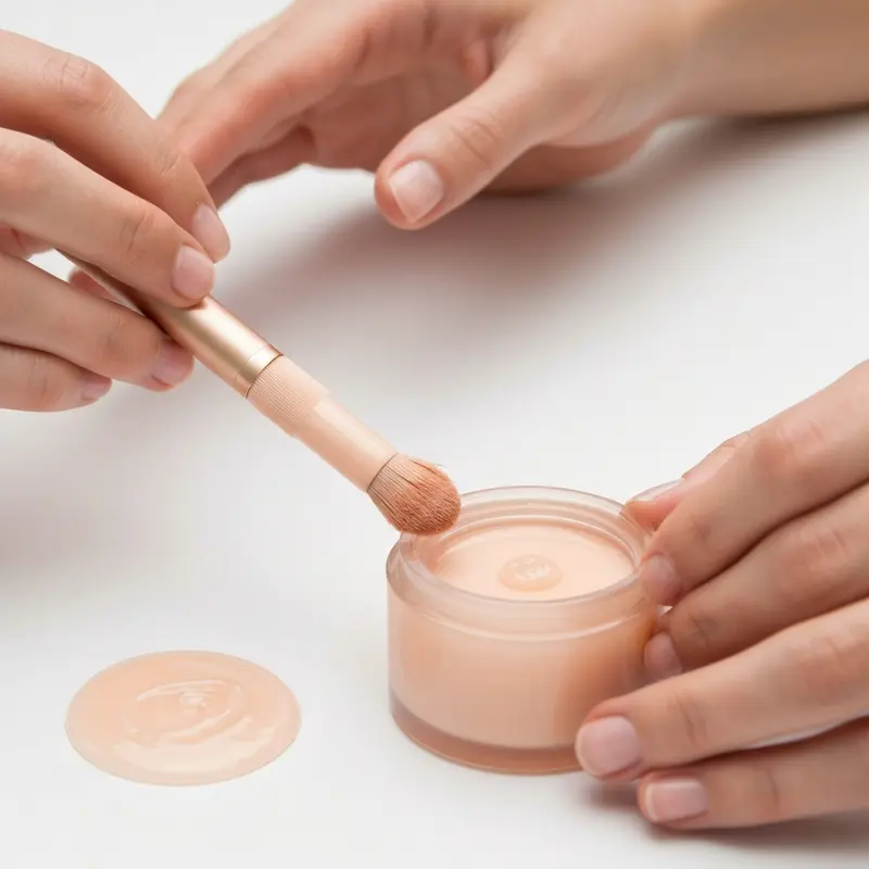 סרום פעיל עם טפטפת מול צנצנת של קרם לחות מרגיע, המדגיש טיפול נכון בפורג