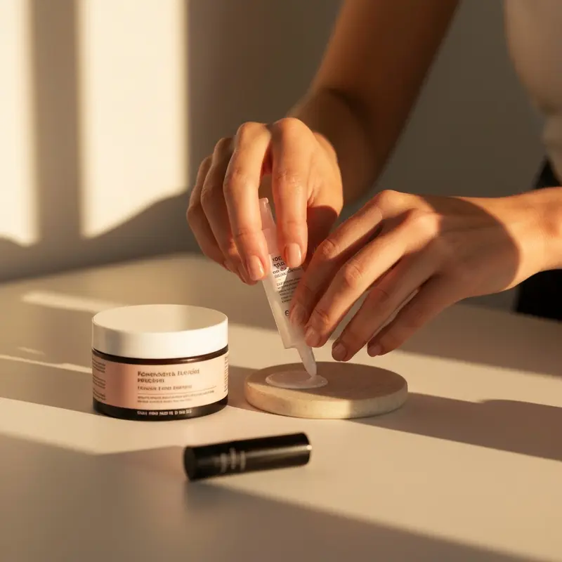 פירוט של מרקמים של סרומים וקרמים עם רכיבים פעילים לטיפול בפיגמנטציה.