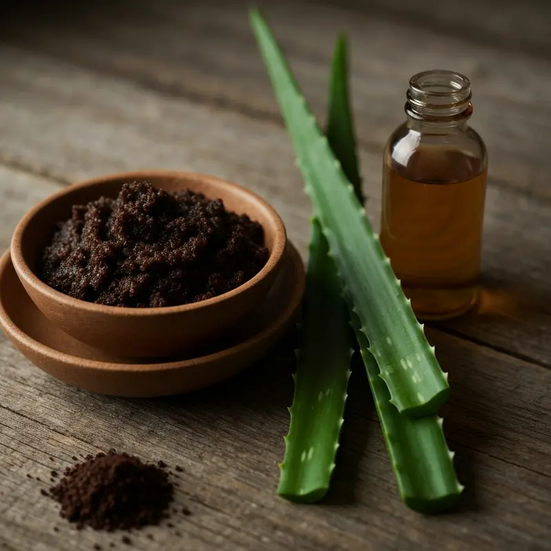 תערובת טבעית לניקוי קרקפת על רקע מוצרי טיפוח