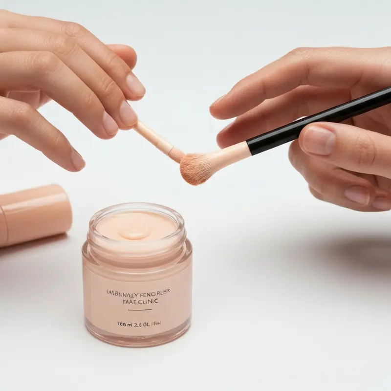 תקריב על ידיים של אישה מעצבת את שיערה באמצעות מייבש שיער ומברשת עגולה, יצירת נפח וברק.