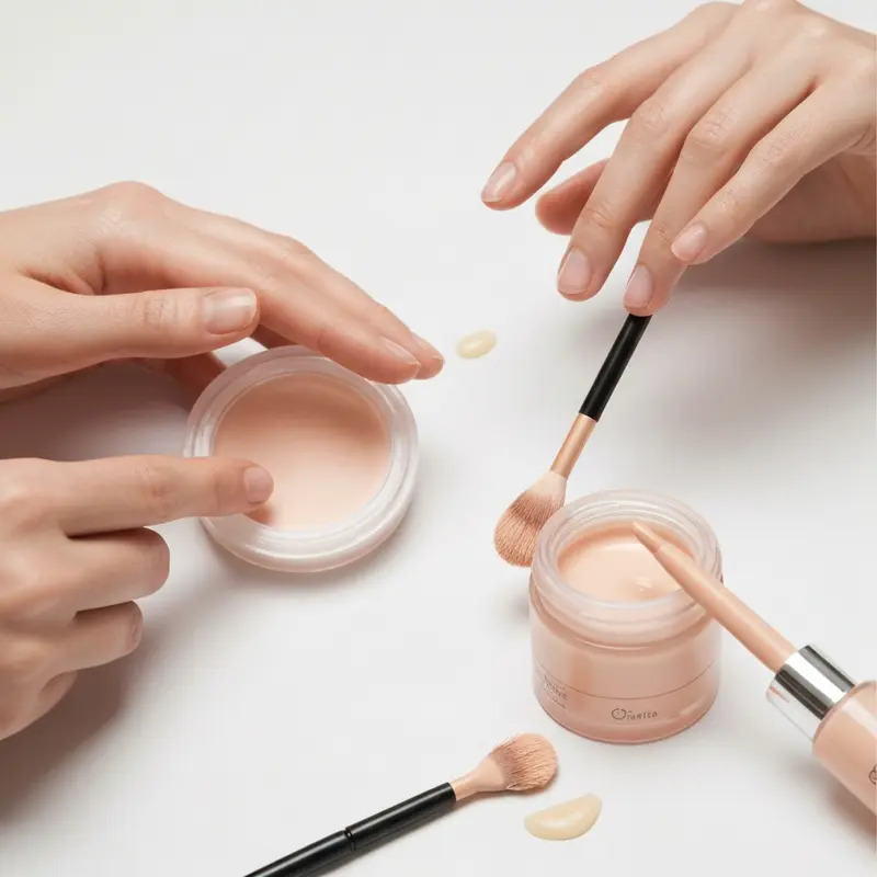 תקריב של אישה מורחת קרם פנים עם ניחוח עדין על עורה, הבעת פנים של רוגע ושלווה.