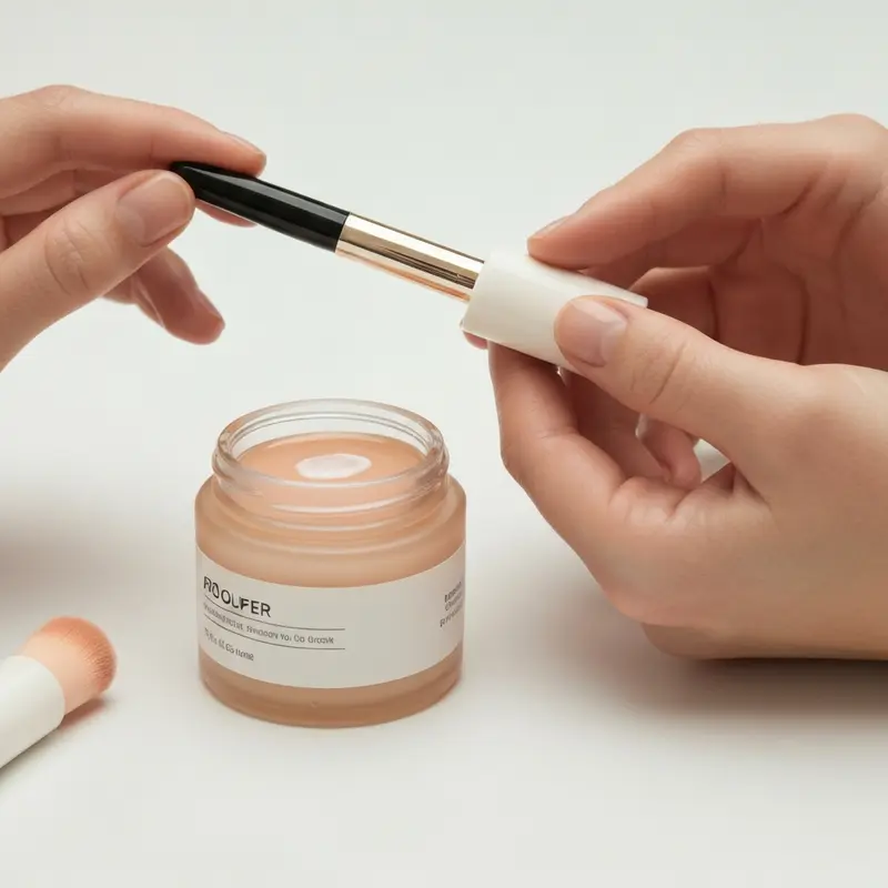 תקריב של בקבוק בושם יוקרתי ללא אלכוהול מונח על עור נקי ובריא