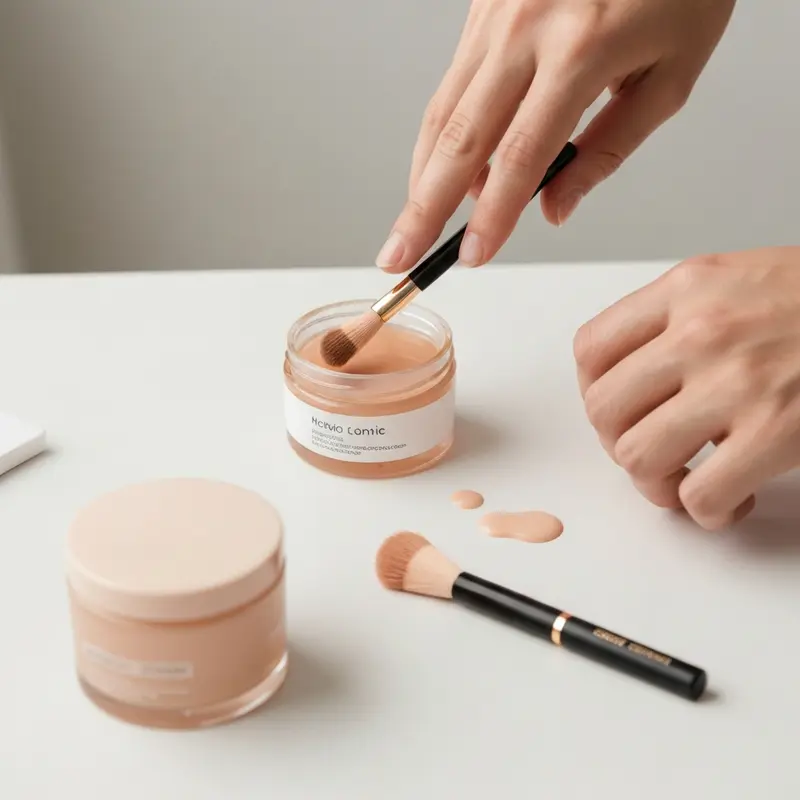 תקריב של בקבוק סרום קרקפת אלגנטי על רקע נקי, עם כמה טיפות סרום שקופות על משטח מבריק.