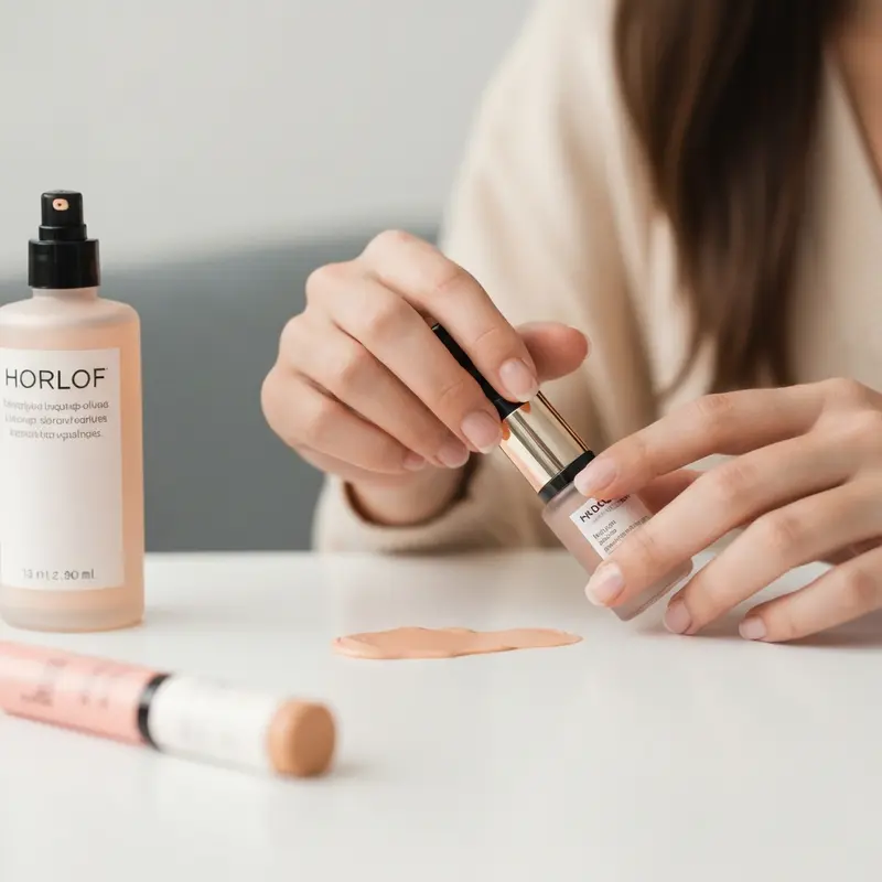 תקריב של טיפת סרום ויטמין C בהירה ונקייה על רקע עדין