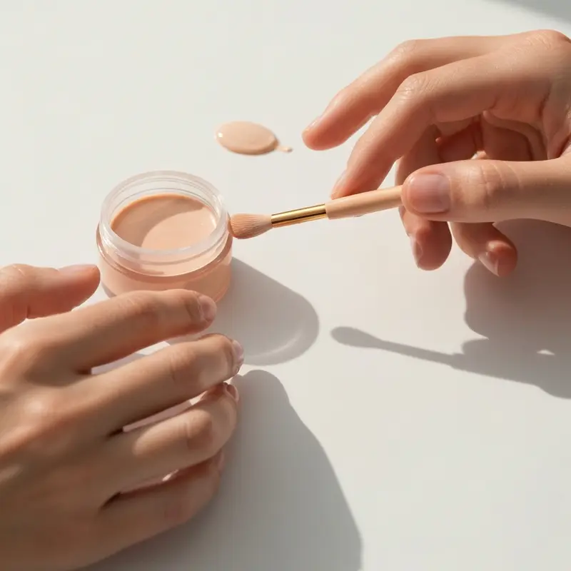 תקריב של יד אישה מורחת קרם לחות על שיערה או על אזור צוואר עדין, בתוך שגרת טיפוח יומיומית