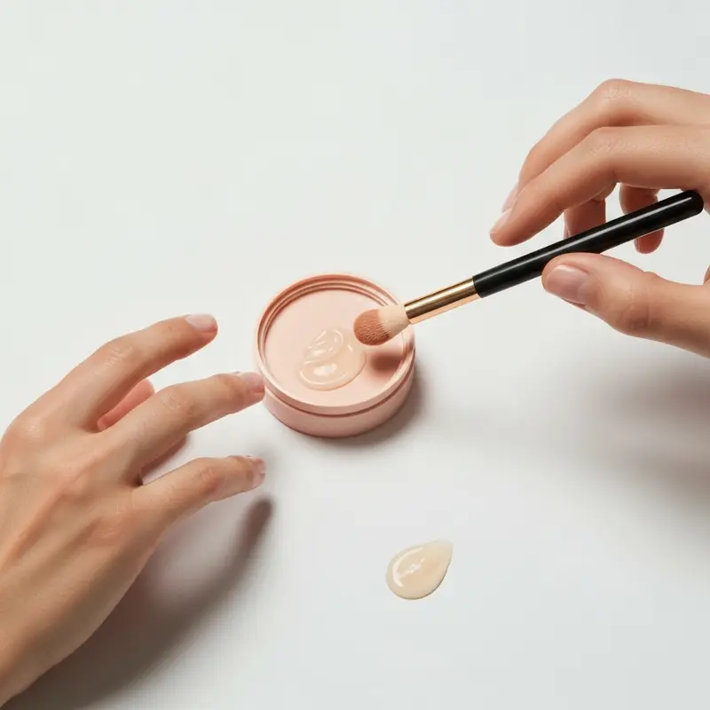 תקריב של יד המורחת סרום מיצוק על עור הפנים, עם דגש על מרקם עדין וספיגה מהירה של המוצר.