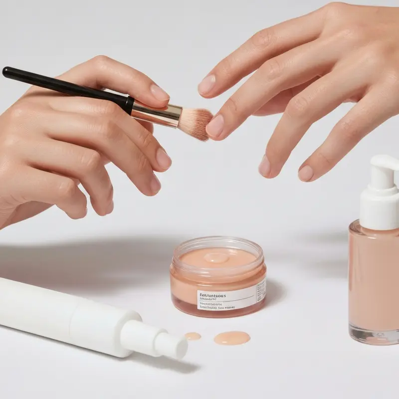 תקריב של יד המורחת סרום פנים בתנועות עדינות וכלפי מעלה על לחי אישה, מתמקד במרקם המוצר והכיוון הנכון